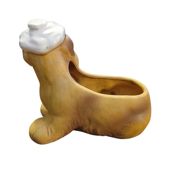 Vintage Lefton #5712 Get Well Ceramic Hound Dog Planter Gift 6"Lx5"Tx4"W - Picture 8 of 11